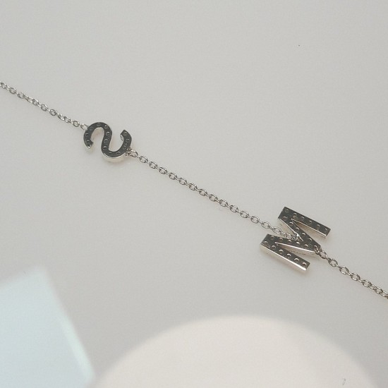 Diamond Asymmetrical Multi Initial Necklace, Diamond İnitial Pendant, Letter Necklace, Asymetric Letter Chain, Customize Letter Necklace